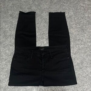 MOTHER Women's Black Skinny Jeans Looker Ankle Fray